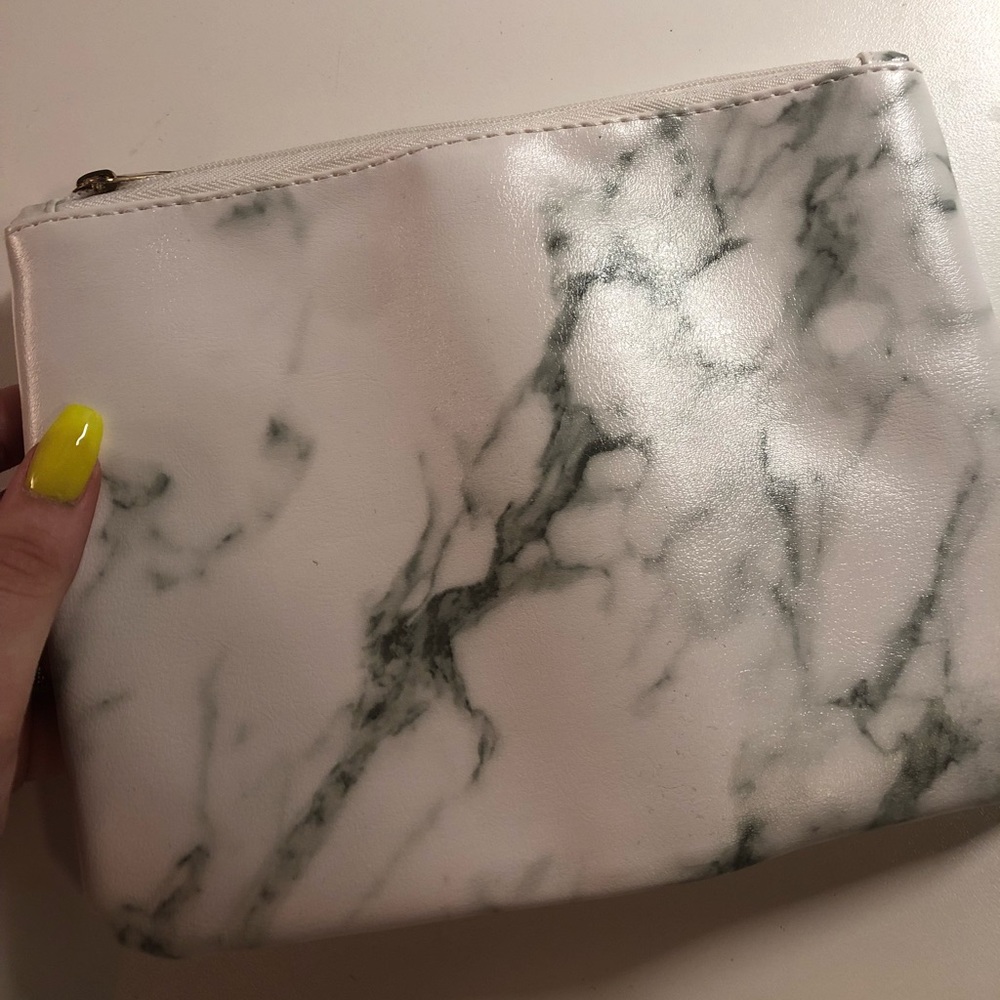 white marble zip up pouch/pencil case